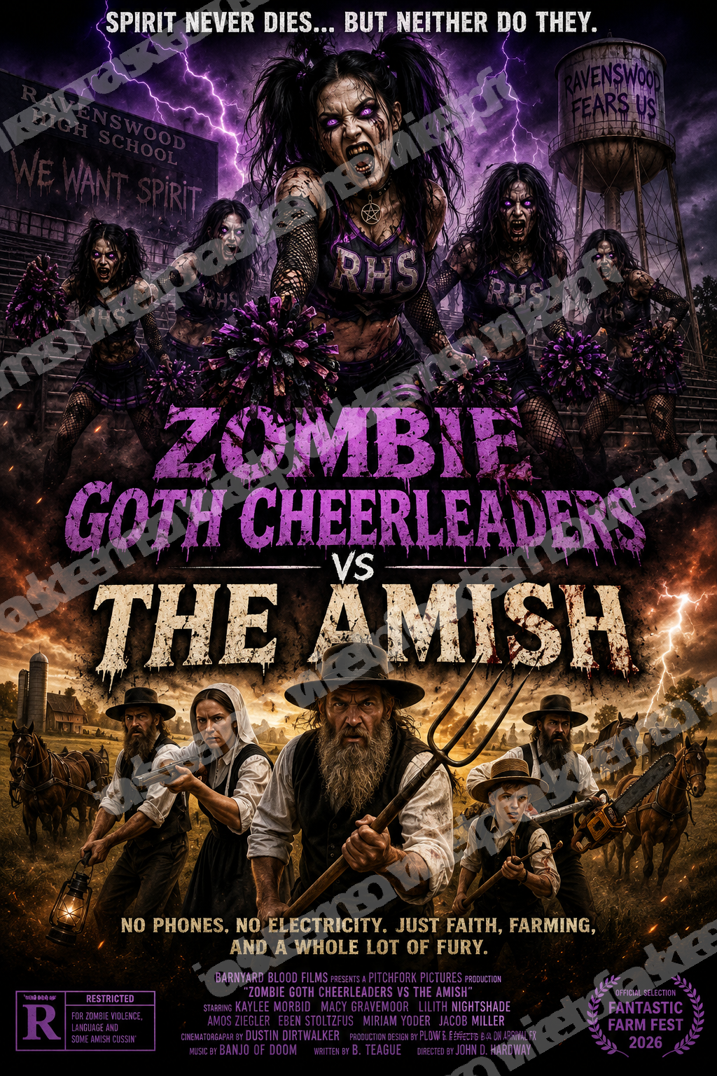 Zombie Goth Cheerleaders vs The Amish